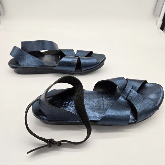 Trippen Womens Blue Calf Leather Venus Strappy Sandals Sz 7 EU 38 Beach Germany - Picture 2 of 10
